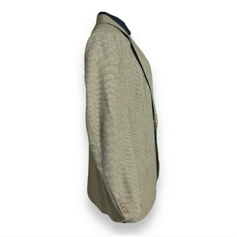 OSCA DE LA RENTA 2 Button Tan/Navy Houndstooth Blazer